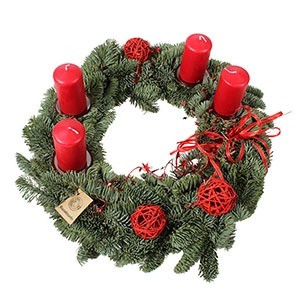 Adventskrans Rood marcelineke - Verse handgemaakte kerstkransen